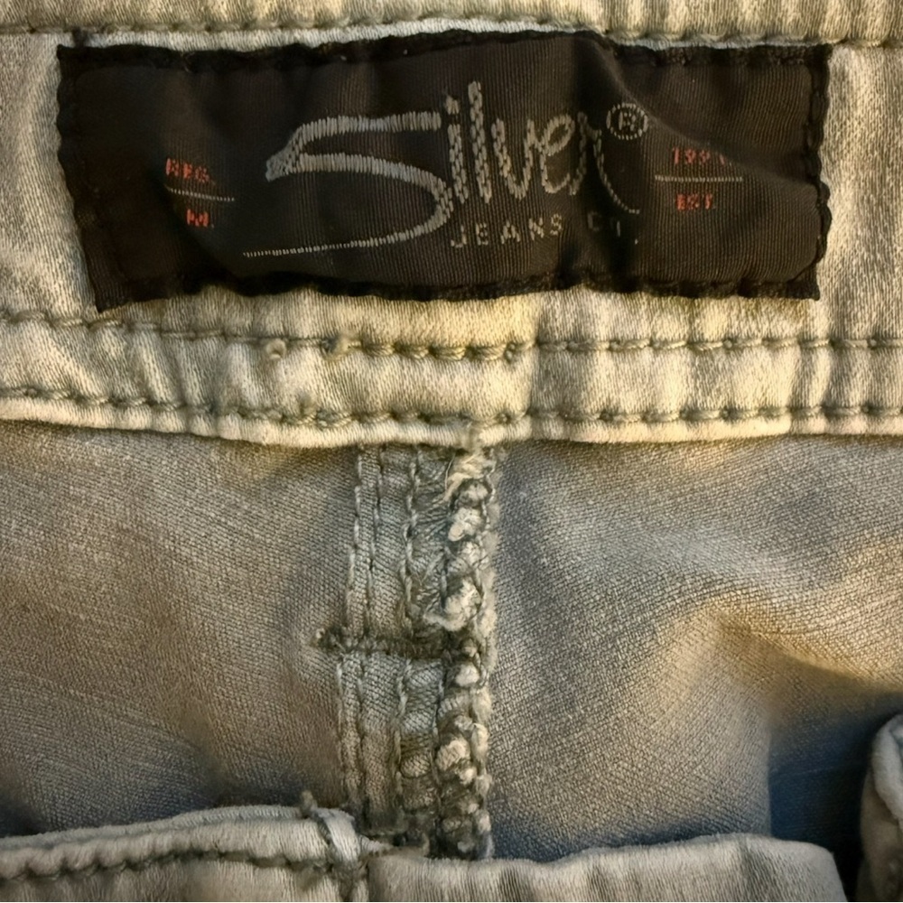 Silver Jeans Light Green Gray Cropped Denim Size 27 25 Utility Slim Minimalist - Picture 4 of 11